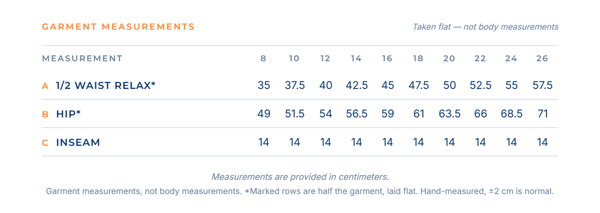 AM BOWLS Women's Chamois Short size chart