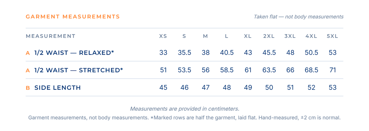 AM BOWLS Men's Classic Short size chart